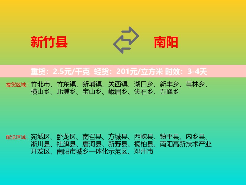 新竹县到南阳物流专线价格时效