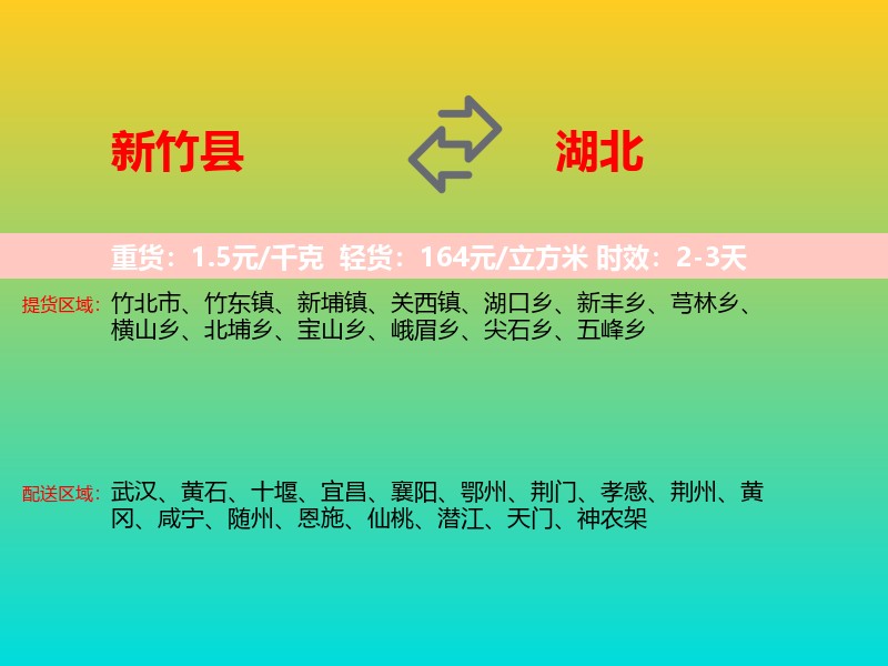 新竹县到湖北物流专线