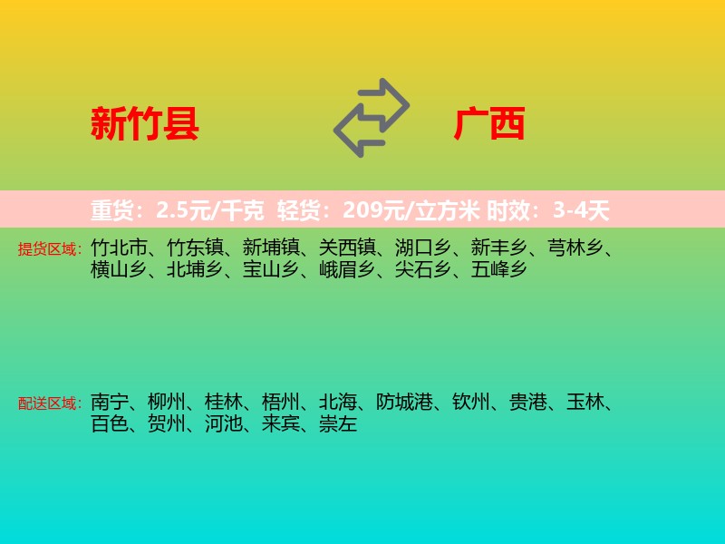 新竹县到广西物流专线