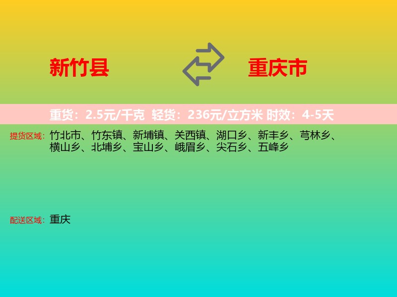 新竹县到重庆市物流专线