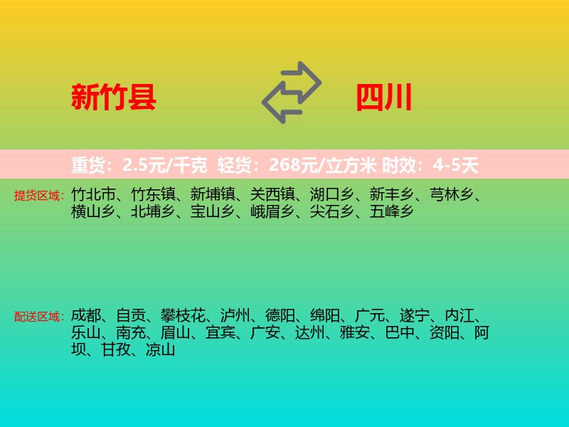 新竹县到四川物流专线
