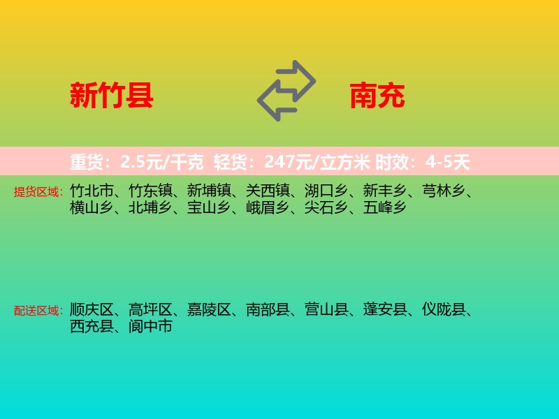 新竹县到南充物流专线价格时效