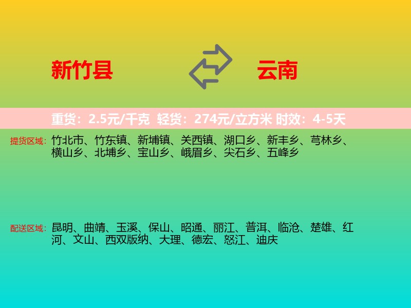新竹县到云南物流专线