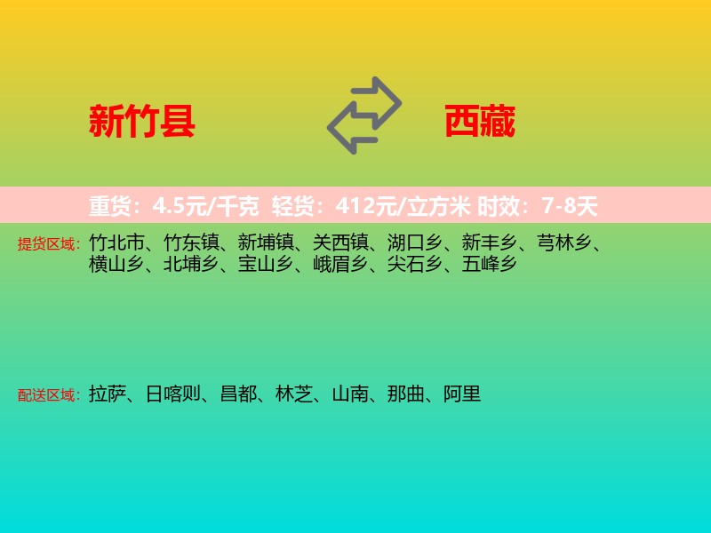 新竹县到西藏物流专线