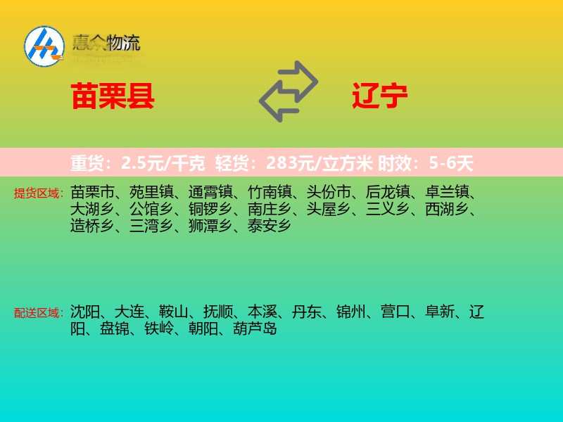 苗栗县到辽宁轿车托运
