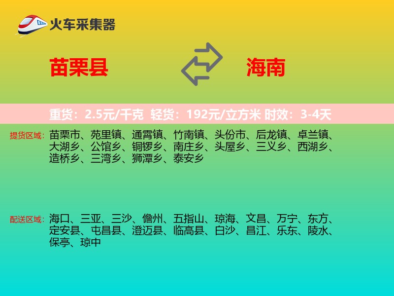 苗栗县到海南长途搬家