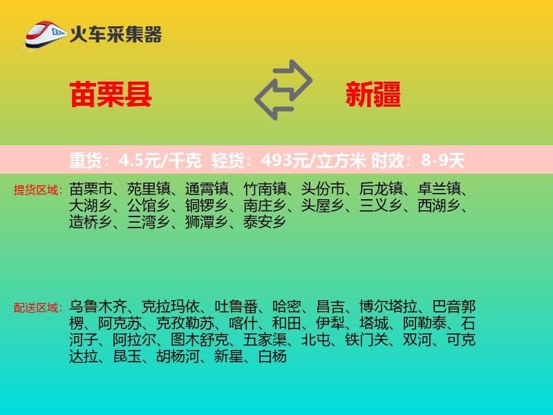 苗栗县到新疆物流专线