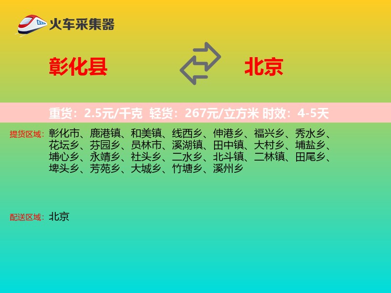 彰化县到北京物流专线