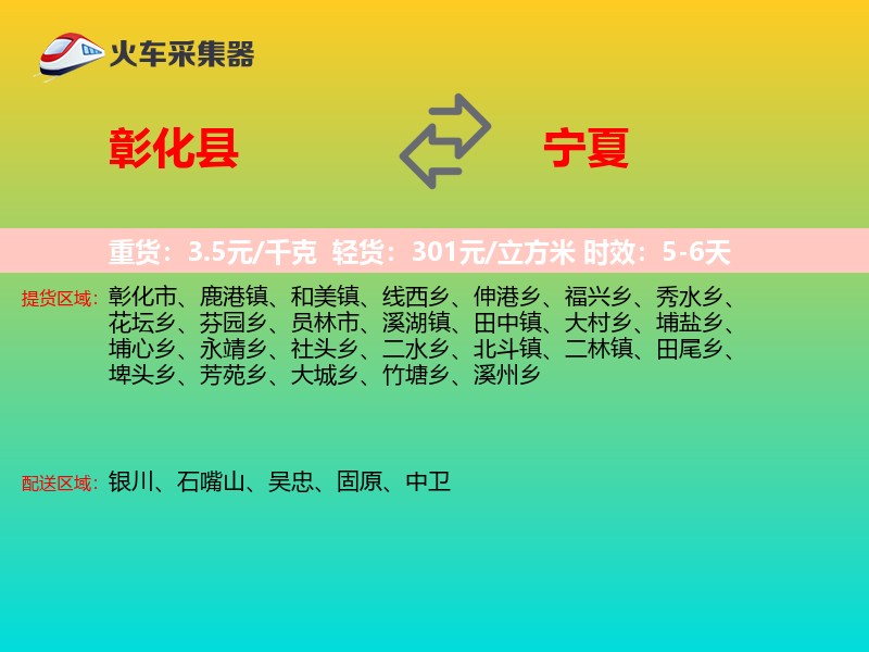 彰化县到宁夏轿车托运