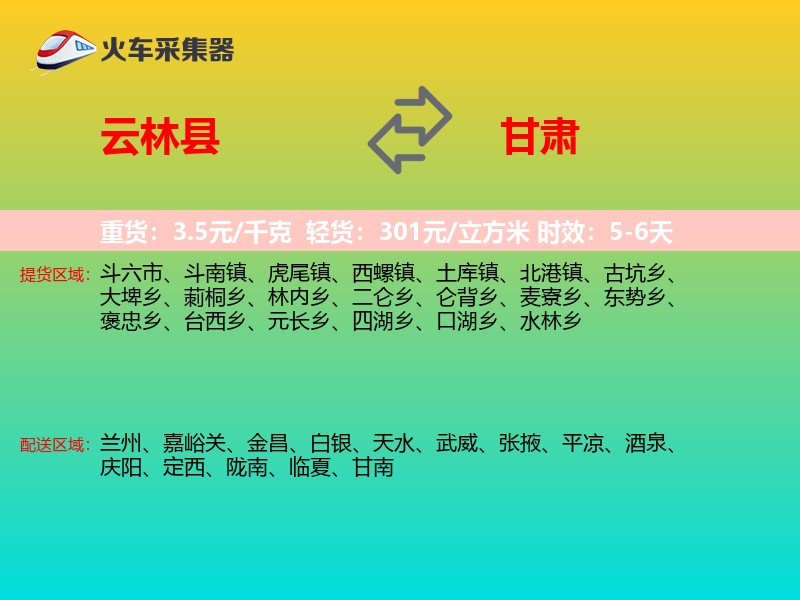 云林县到甘肃轿车托运