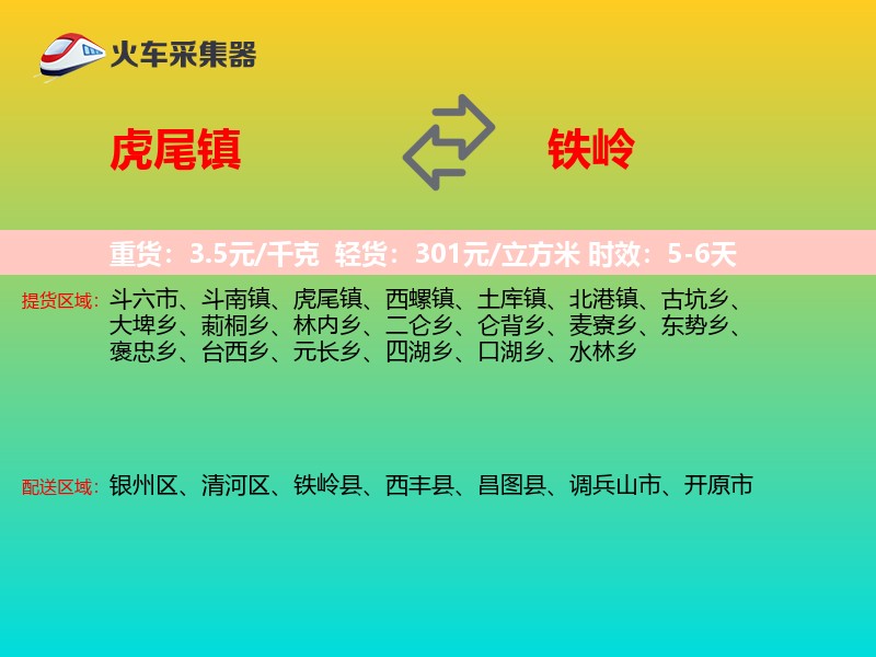 虎尾镇到铁岭物流专线