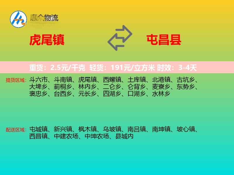 虎尾镇到屯昌县物流专线