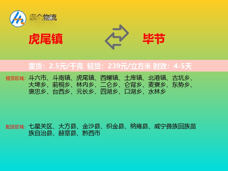 虎尾镇到毕节物流专线