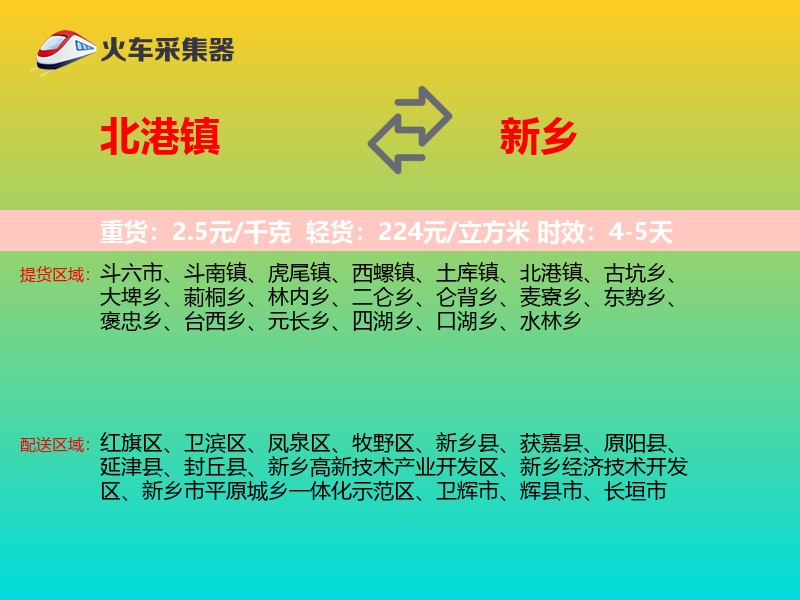 北港镇到新乡物流专线