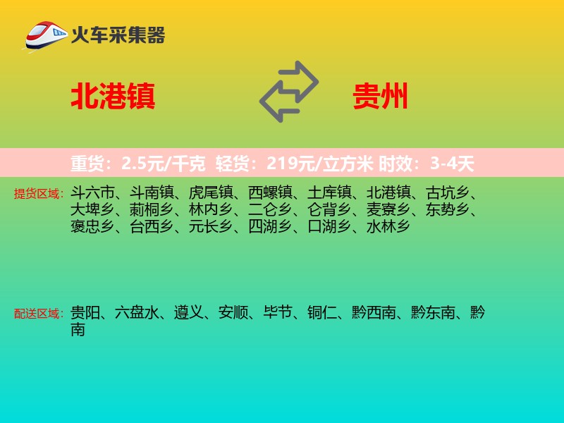 北港镇到贵州长途搬家