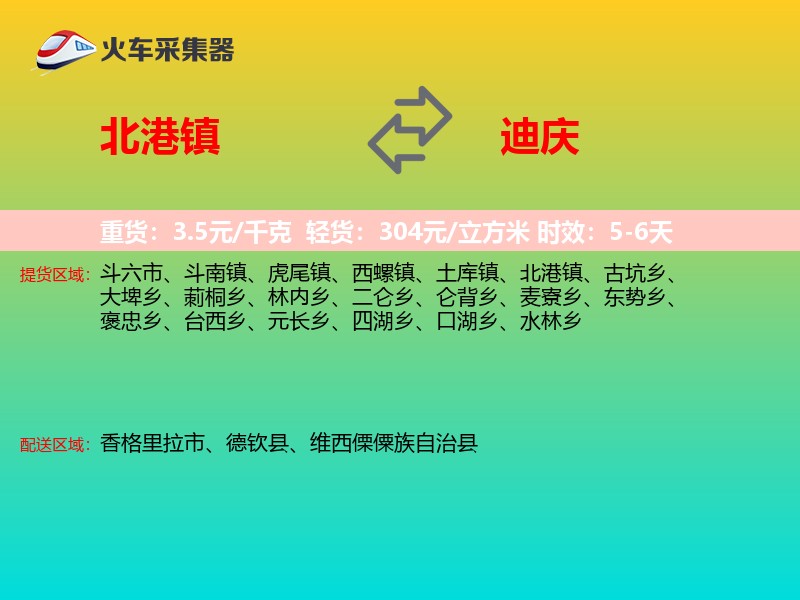 北港镇到迪庆物流专线
