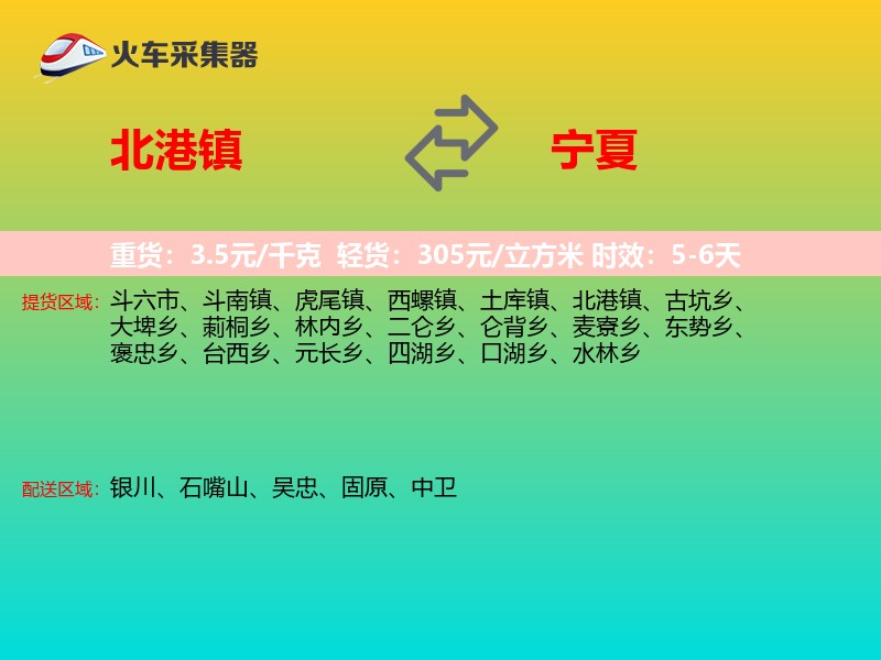 北港镇到宁夏物流专线