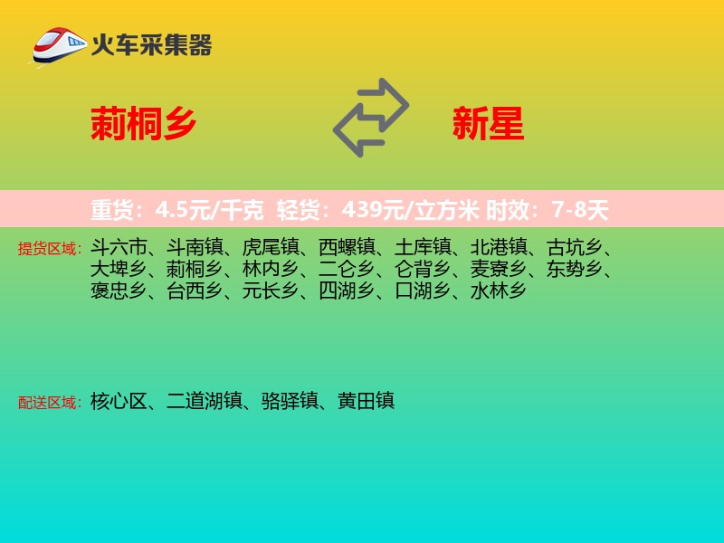 莿桐乡到新星物流专线