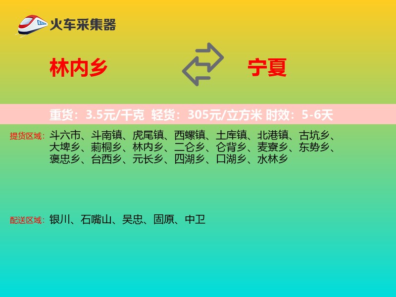 林内乡到宁夏物流专线