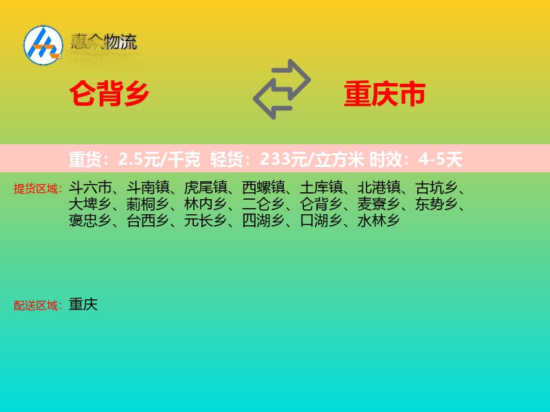 仑背乡到重庆市长途搬家