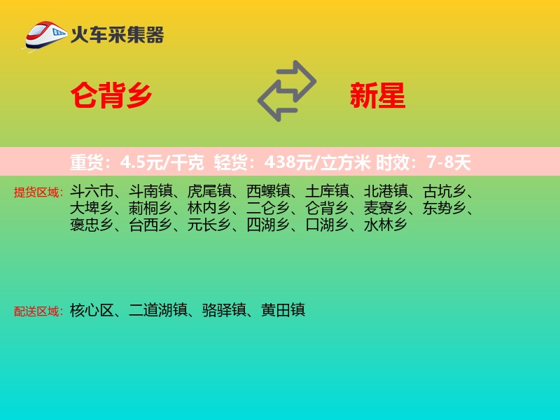仑背乡到新星物流专线