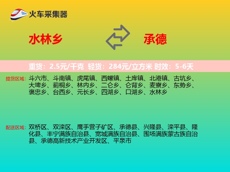 水林乡到承德物流专线