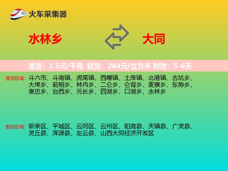 水林乡到大同物流专线