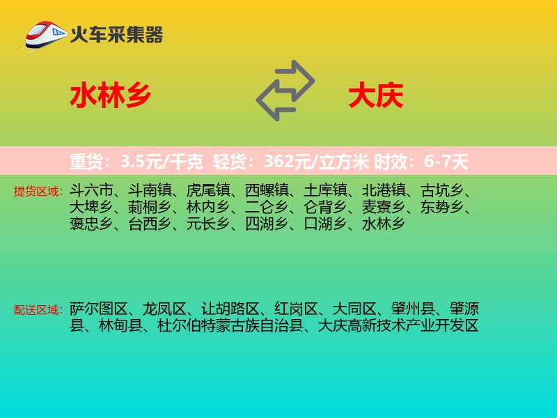 水林乡到大庆物流专线