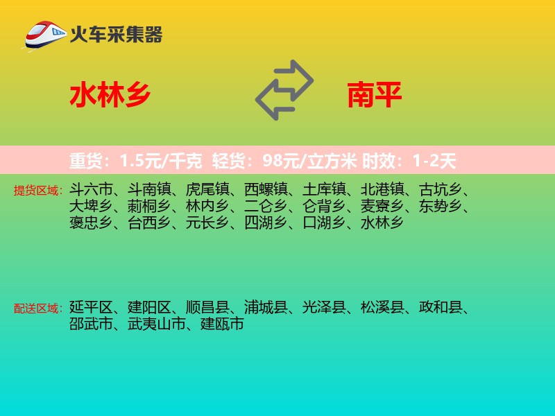 水林乡到南平物流专线