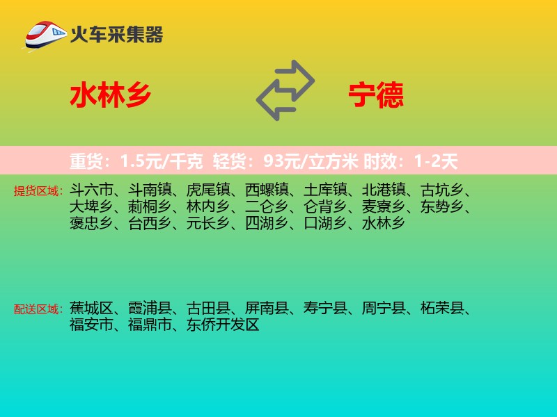 水林乡到宁德物流专线