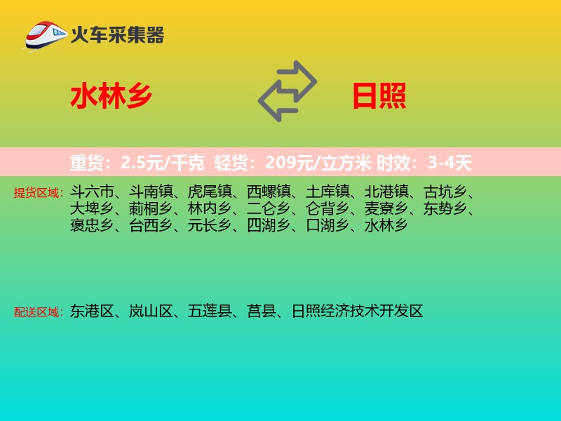 水林乡到日照物流专线