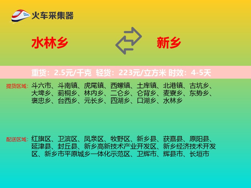 水林乡到新乡物流专线