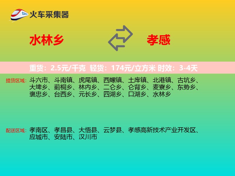水林乡到孝感物流专线