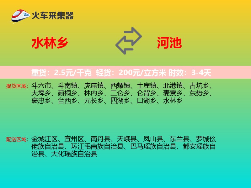 水林乡到河池物流专线