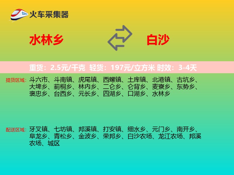 水林乡到白沙物流专线