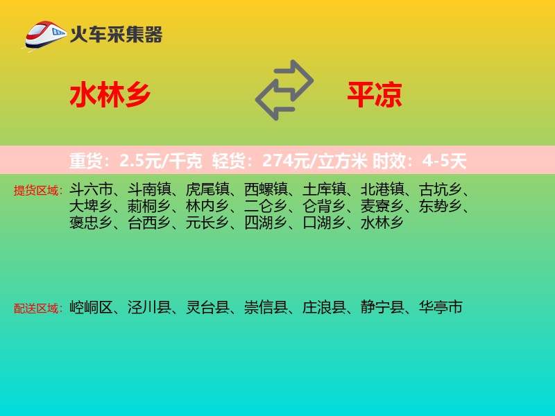 水林乡到平凉物流专线