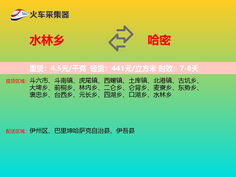 水林乡到哈密物流专线