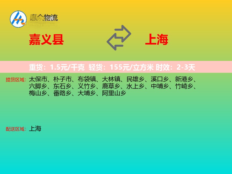 嘉义县到上海轿车托运