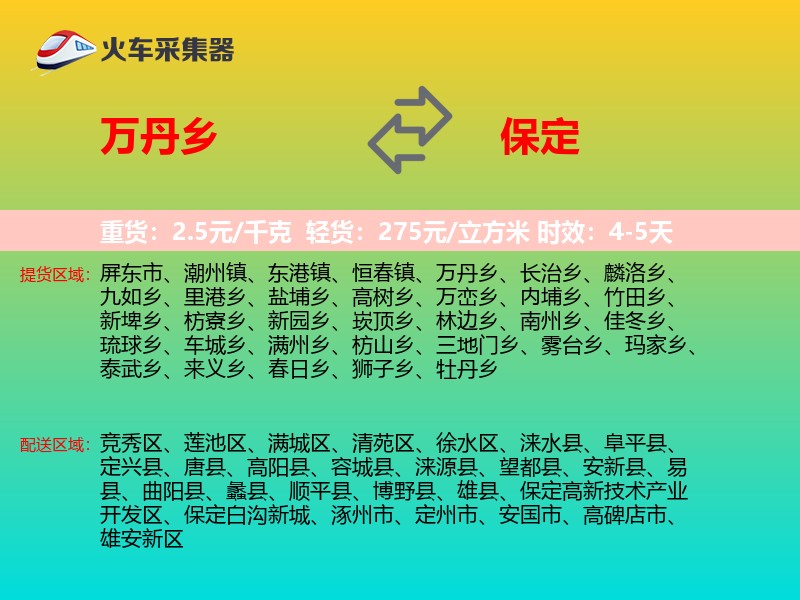 万丹乡到保定物流专线