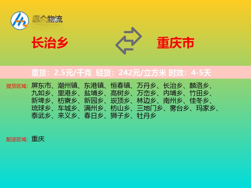 长治乡到重庆市长途搬家