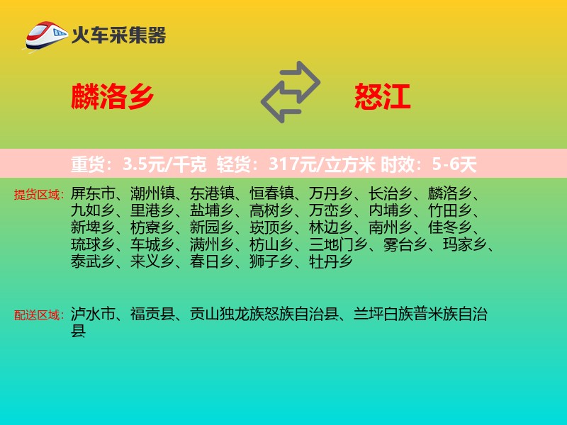 麟洛乡到怒江物流专线