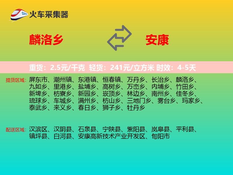 麟洛乡到安康物流专线