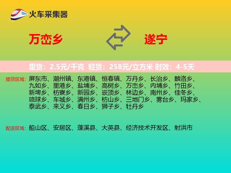万峦乡到遂宁物流专线