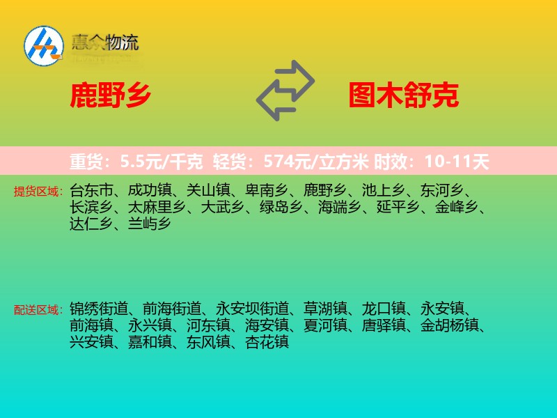 鹿野乡到图木舒克物流专线