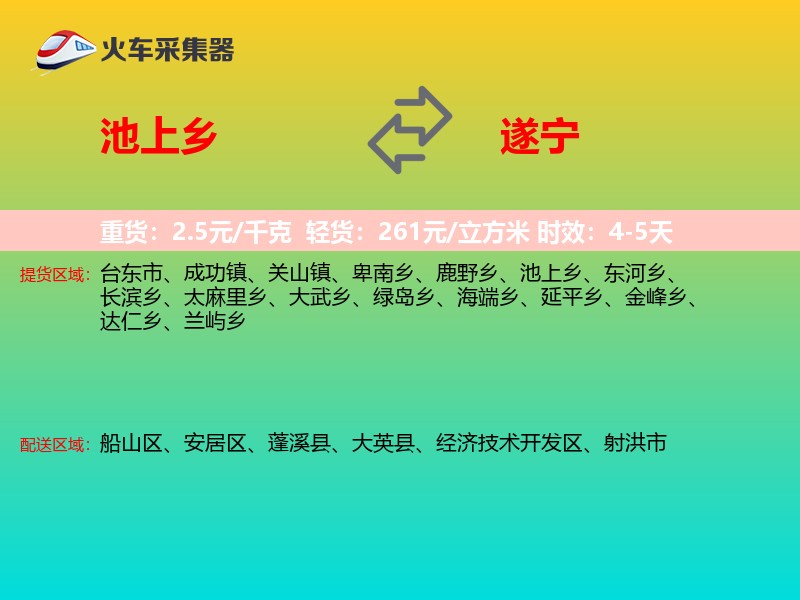 池上乡到遂宁物流专线