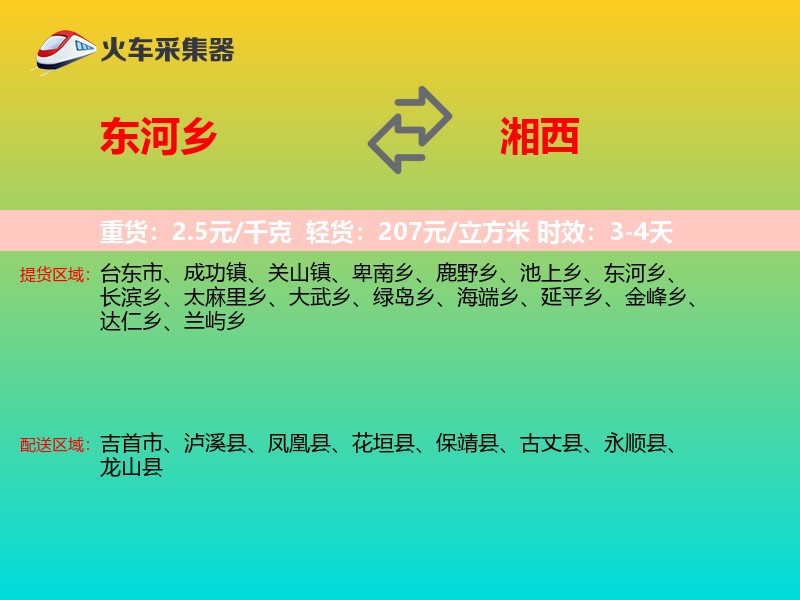 东河乡到湘西物流专线