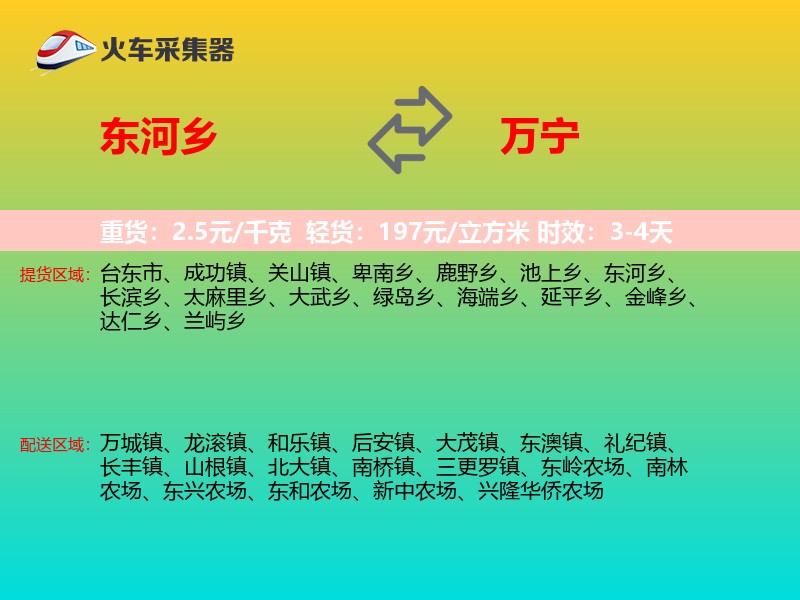 东河乡到万宁物流专线