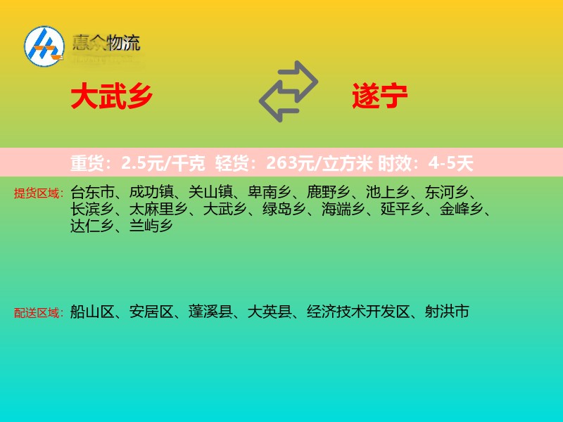 大武乡到遂宁物流专线