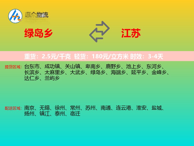 绿岛乡到江苏长途搬家