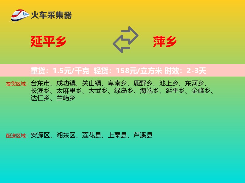 延平乡到萍乡物流专线